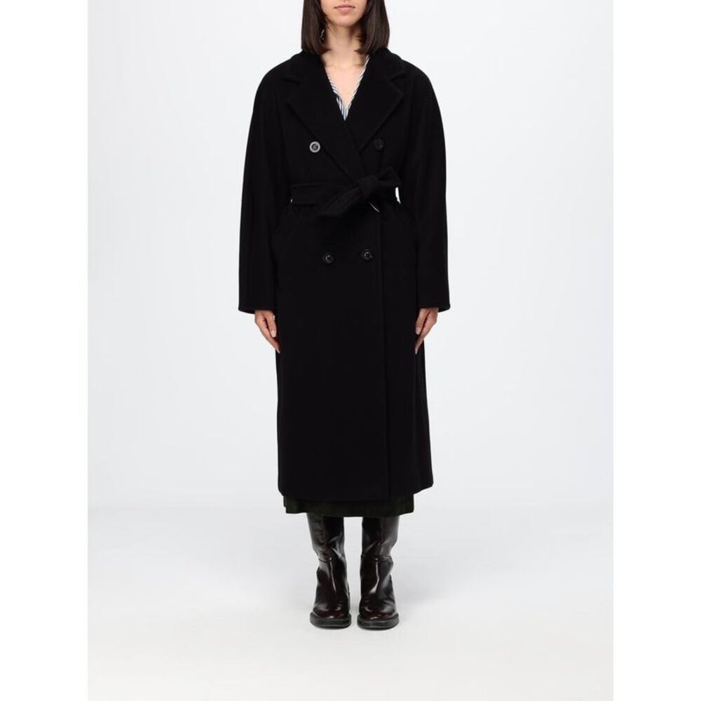 Max Mara Women Madame Double-Breasted Long Wool Coat Max Mara With Belt